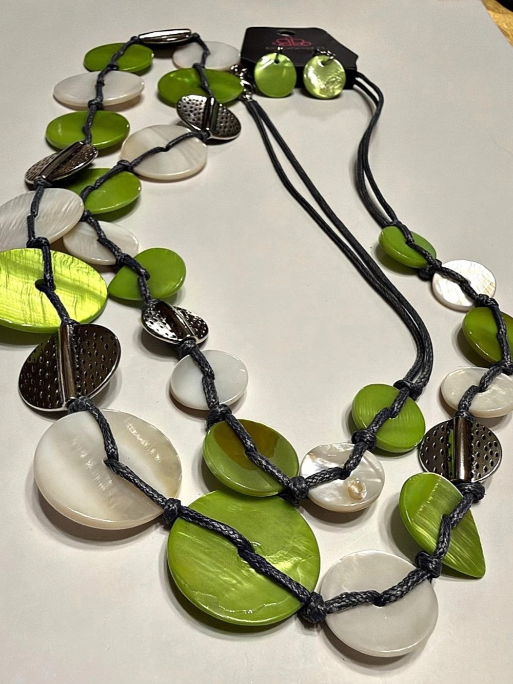 Paparazzi Seashore Spa - Green Necklace and Earrings Set